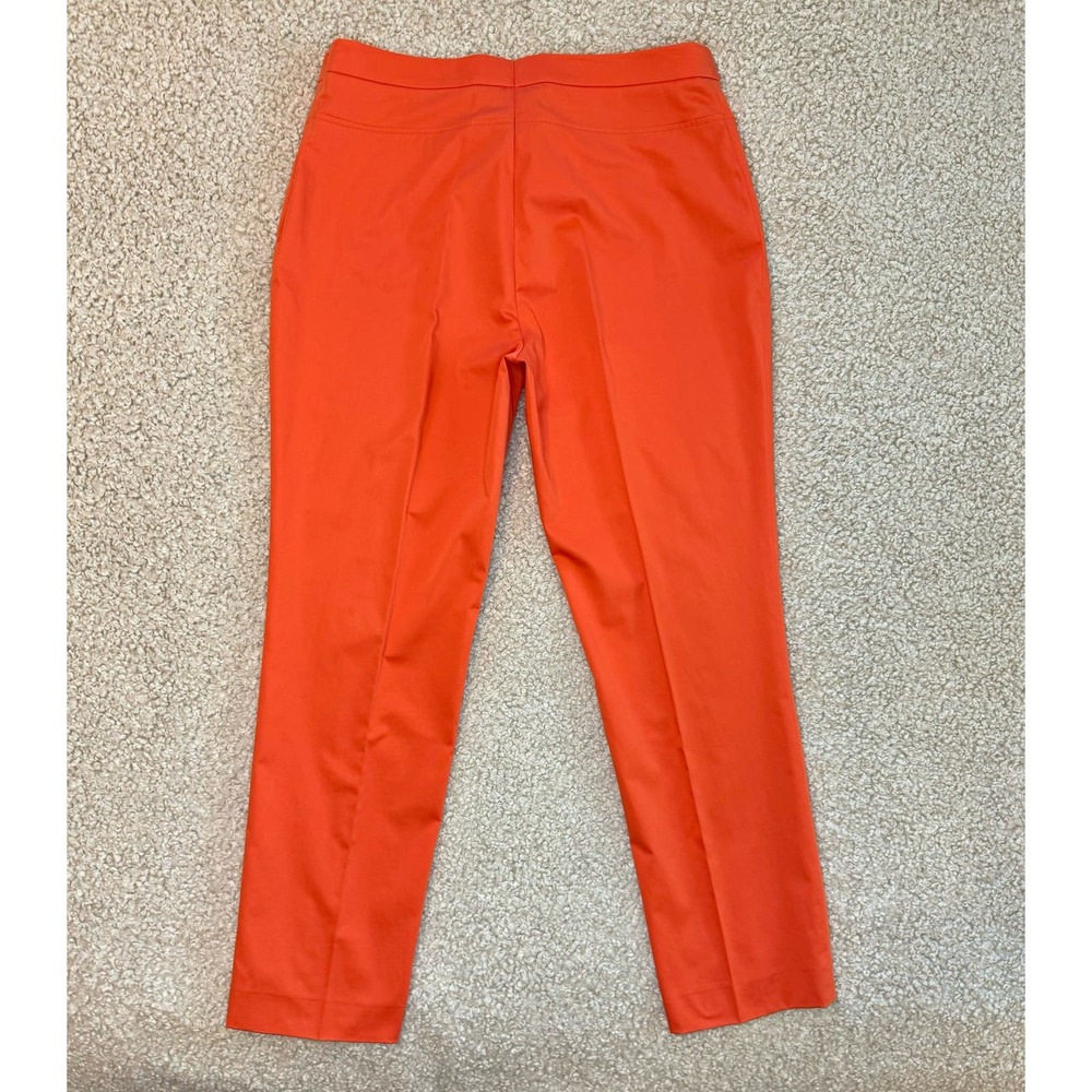AKRIS Punto Franca in Papaya-Pintuck Orange Cropped Pant-Size 10 - Picture 7 of 9